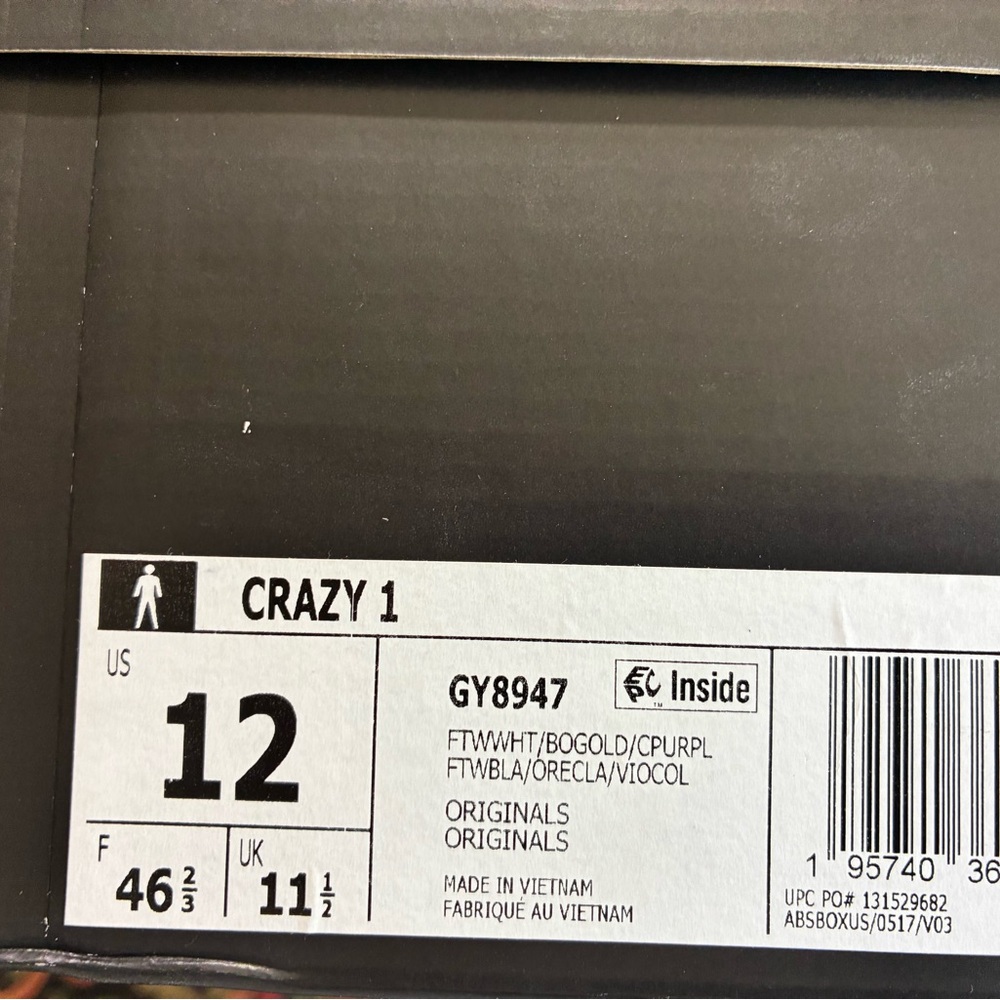 Adidas Crazy 1 Originals in Black and Gold